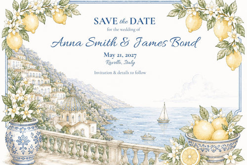 Amalfi Coast Lemon Wedding Save the Date Template | Italy Destination (Digital Download)
