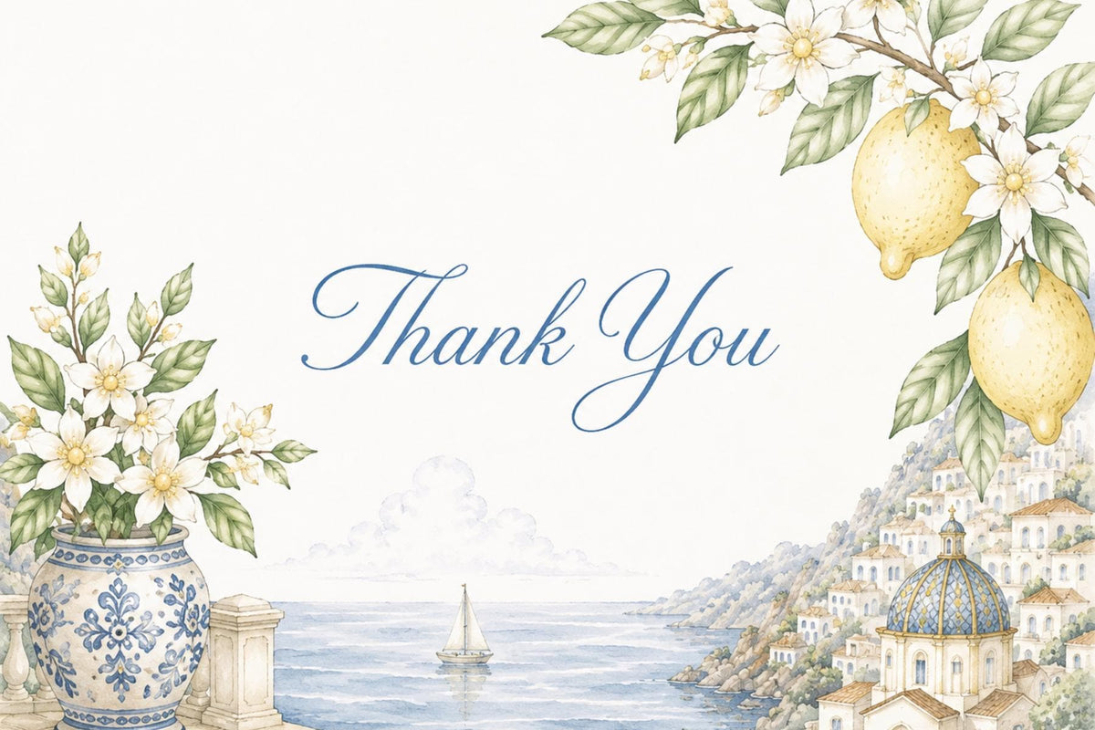 Amalfi Coast Folded Thank You Card Template | Editable in Canva | Instant Digital Download