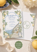 Animated Amalfi Coast Bridal Shower Invitation | Editable Canva Video Invite | Mediterranean Bridal Shower | Lemon Theme | Instant Download