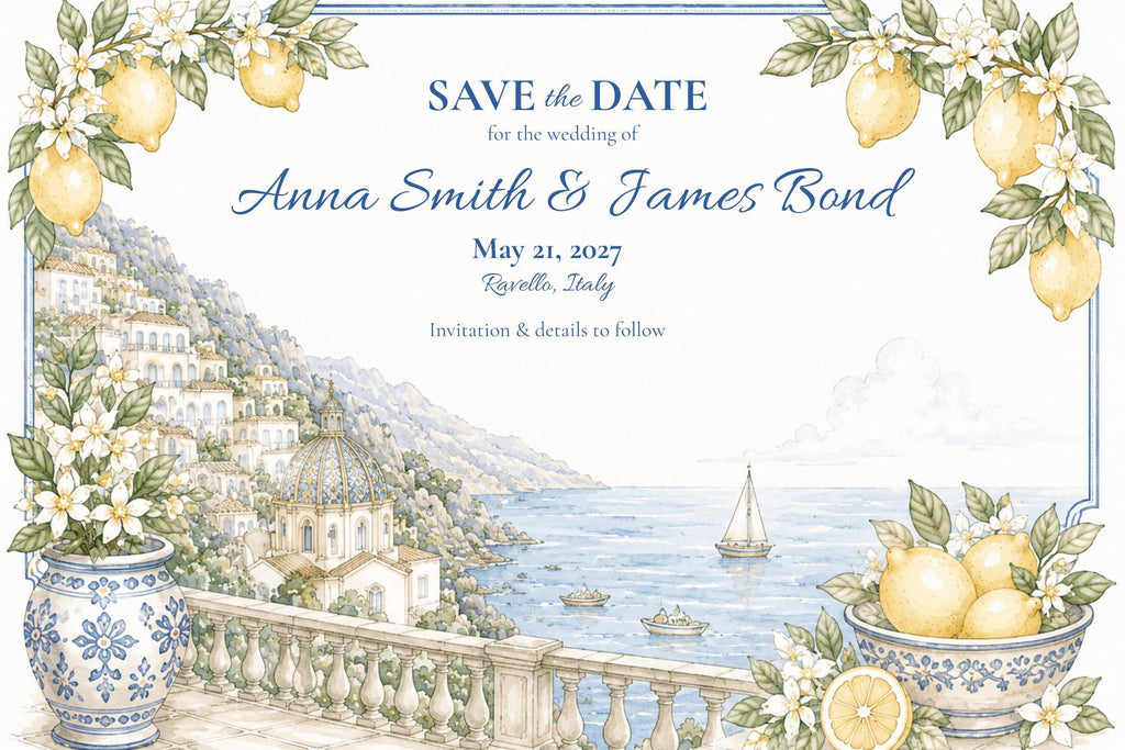 Animated Amalfi Coast Save the Date | Editable Canva Wedding Video | Mediterranean Wedding Invitation | Digital Save the Date | Instant Down
