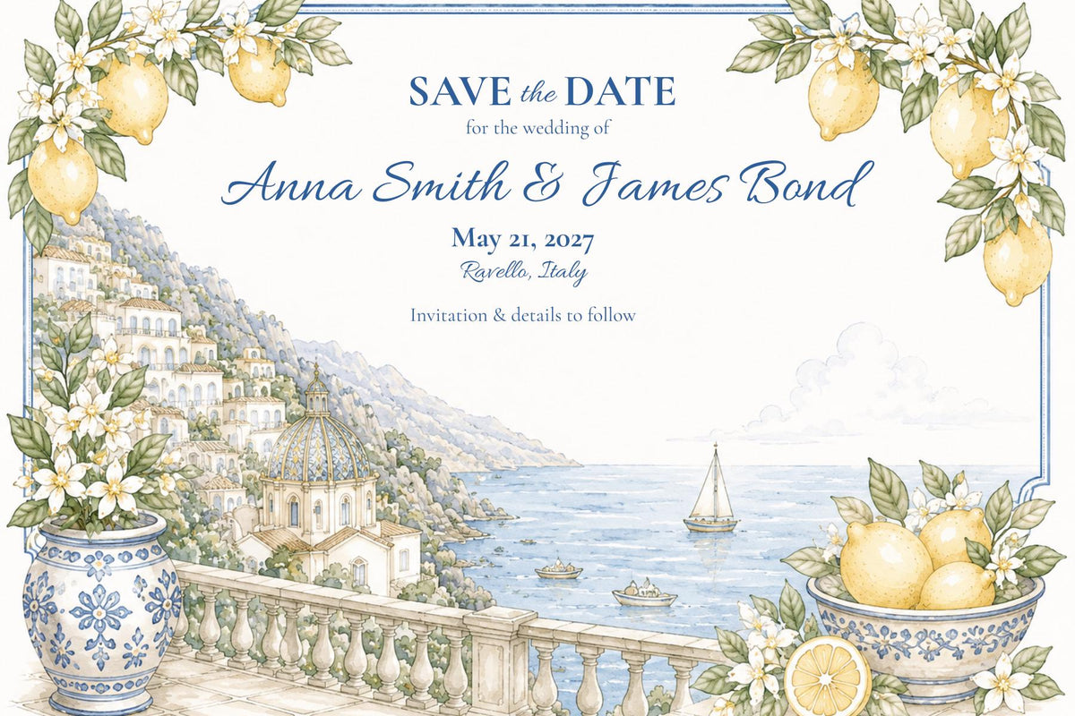 Animated Amalfi Coast Save the Date | Editable Canva Wedding Video | Mediterranean Wedding Invitation | Digital Save the Date | Instant Down