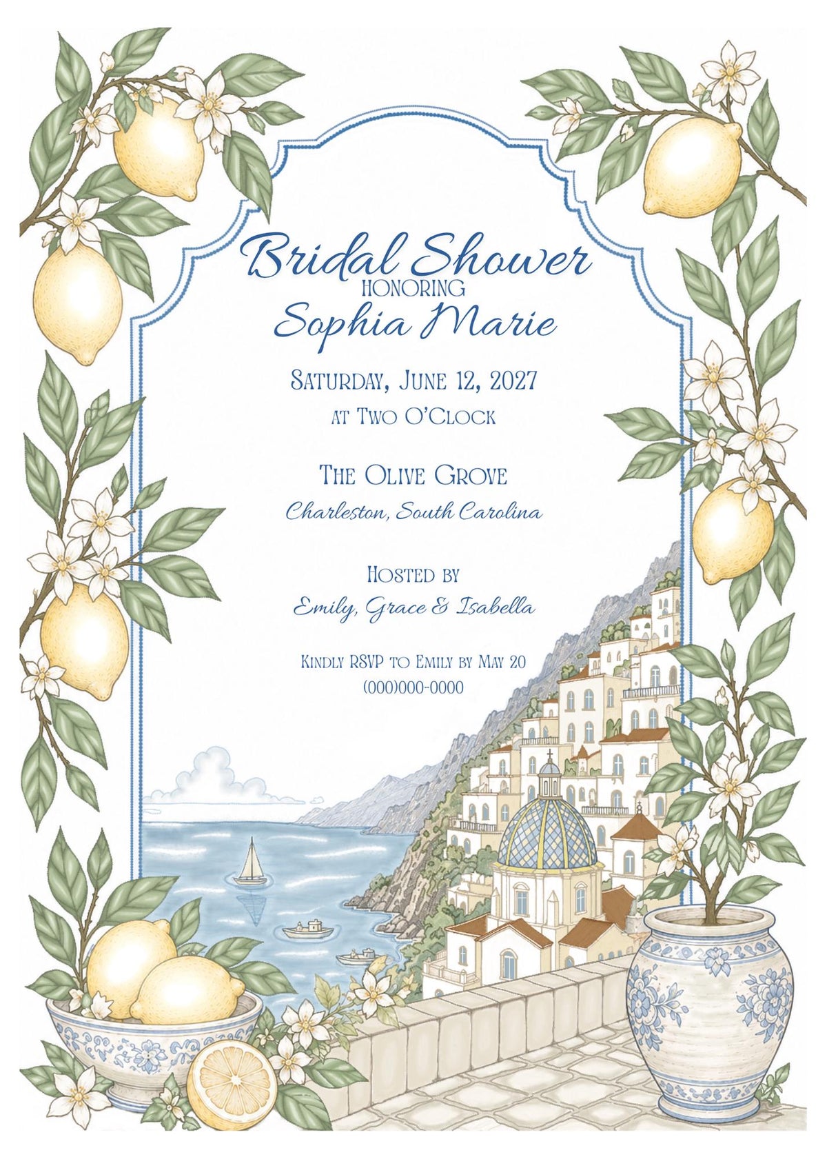 Animated Amalfi Coast Bridal Shower Invitation | Editable Canva Video Invite | Mediterranean Bridal Shower | Lemon Theme | Instant Download