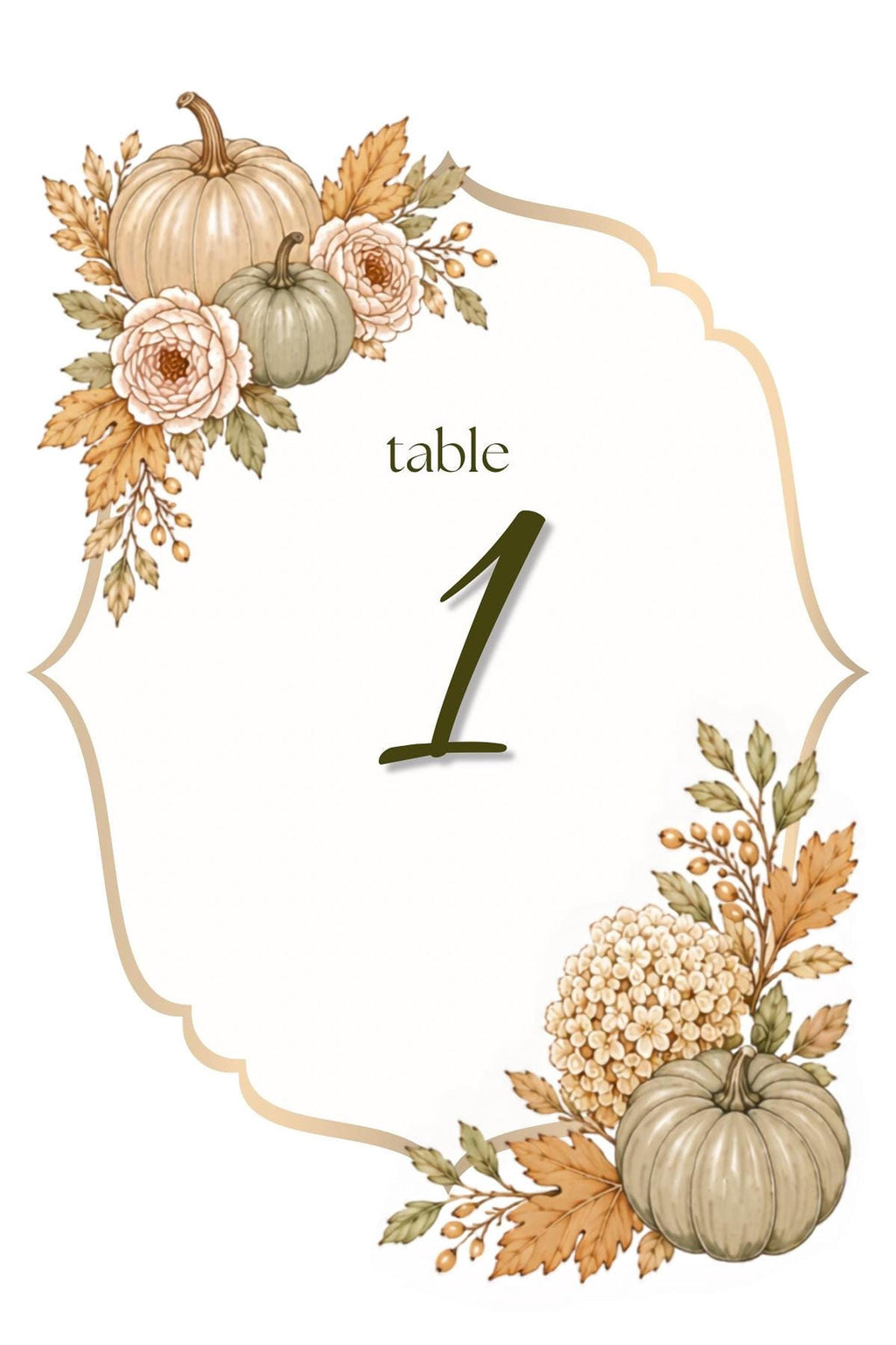 Autumn Table Numbers | Editable Canva Templates with Floral, Pumpkin & Grape Designs