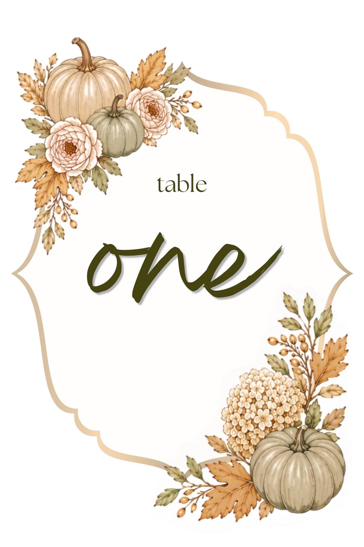 Autumn Table Numbers | Editable Canva Templates with Floral, Pumpkin & Grape Designs