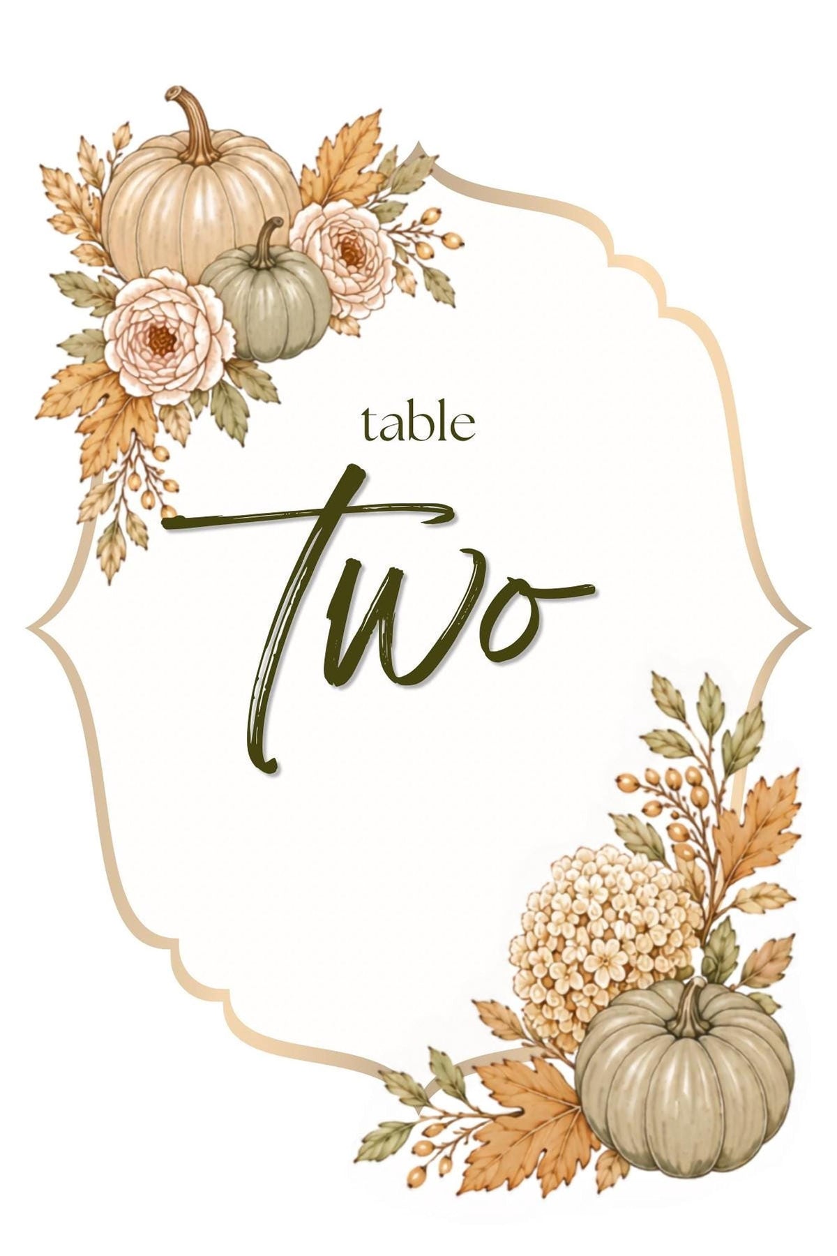 Autumn Table Numbers | Editable Canva Templates with Floral, Pumpkin & Grape Designs
