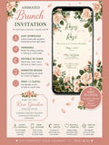 Animated Brunch and Bubbles Invitation | Editable Canva Floral Brunch Invite | Roses and Rosé Digital Invitation