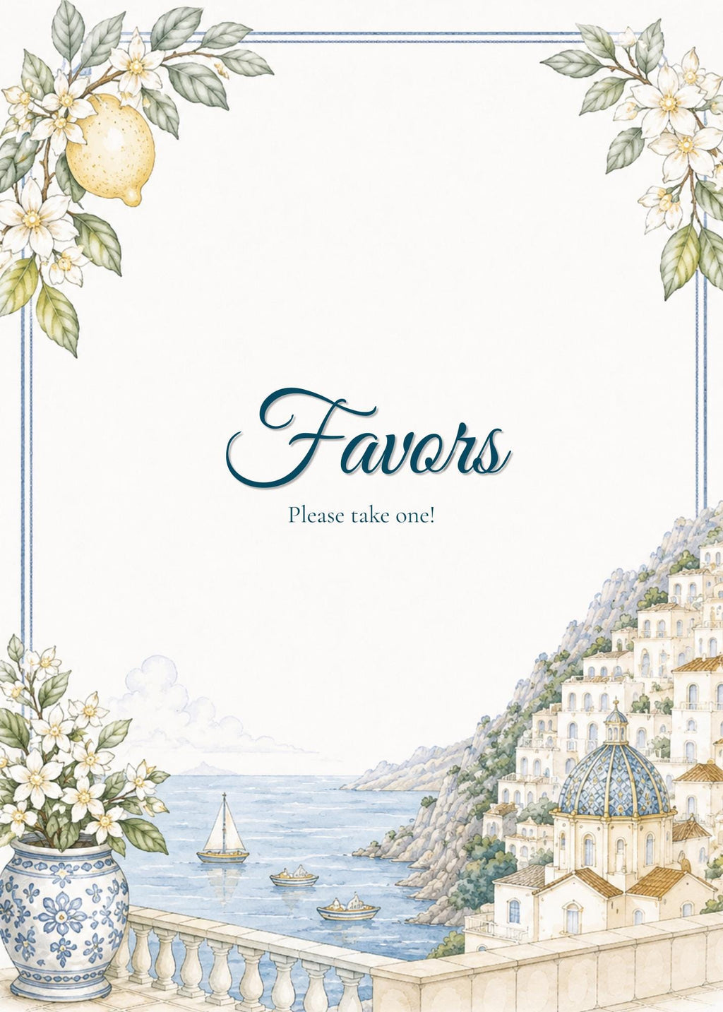 Editable Amalfi Coast Wedding Signs Bundle | 21 Reception Table Signs | Italian Lemon Wedding Decor | Printable Canva Templates