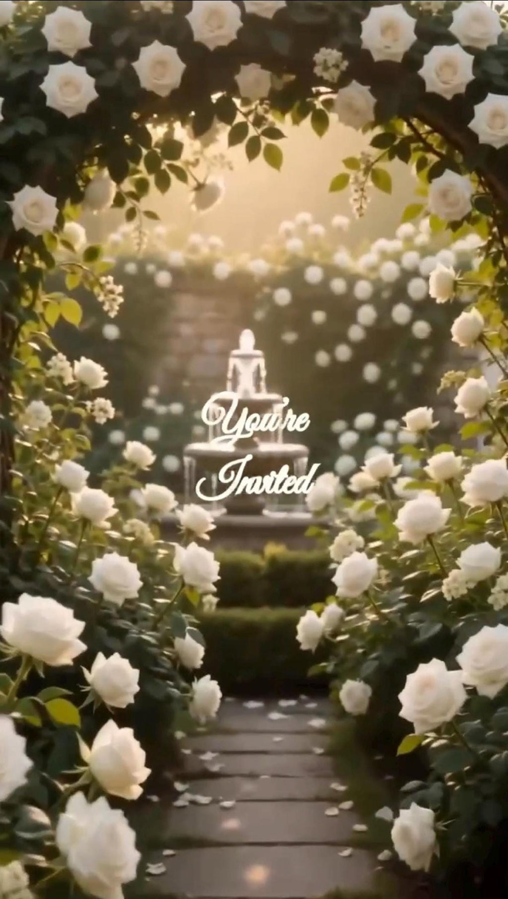 Cinematic White Garden Save the Date, Editable Canva Template for Luxury Floral Weddings