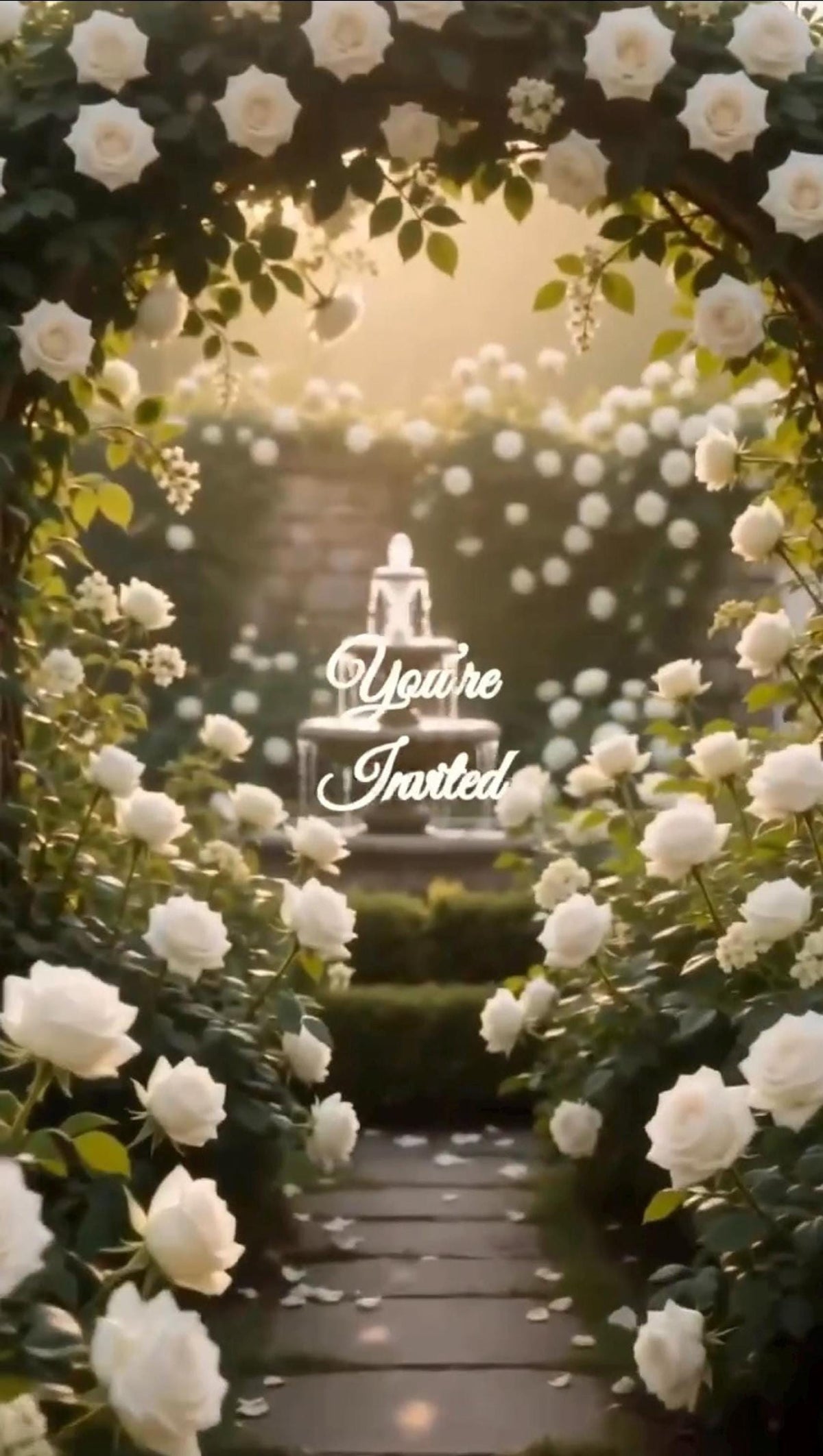 Cinematic White Garden Save the Date, Editable Canva Template for Luxury Floral Weddings