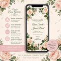 Animated Wedding Save the Date Template, Editable Canva Design with Floral Rose Garden Artwork