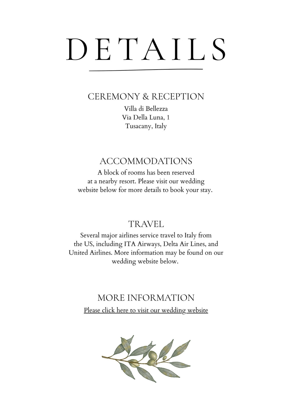 Minimal Olive Wedding Invitation Suite, Editable Canva Templates with RSVP and Details