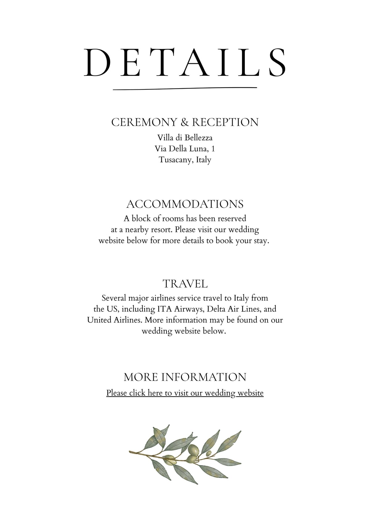 Minimal Olive Wedding Invitation Suite, Editable Canva Templates with RSVP and Details