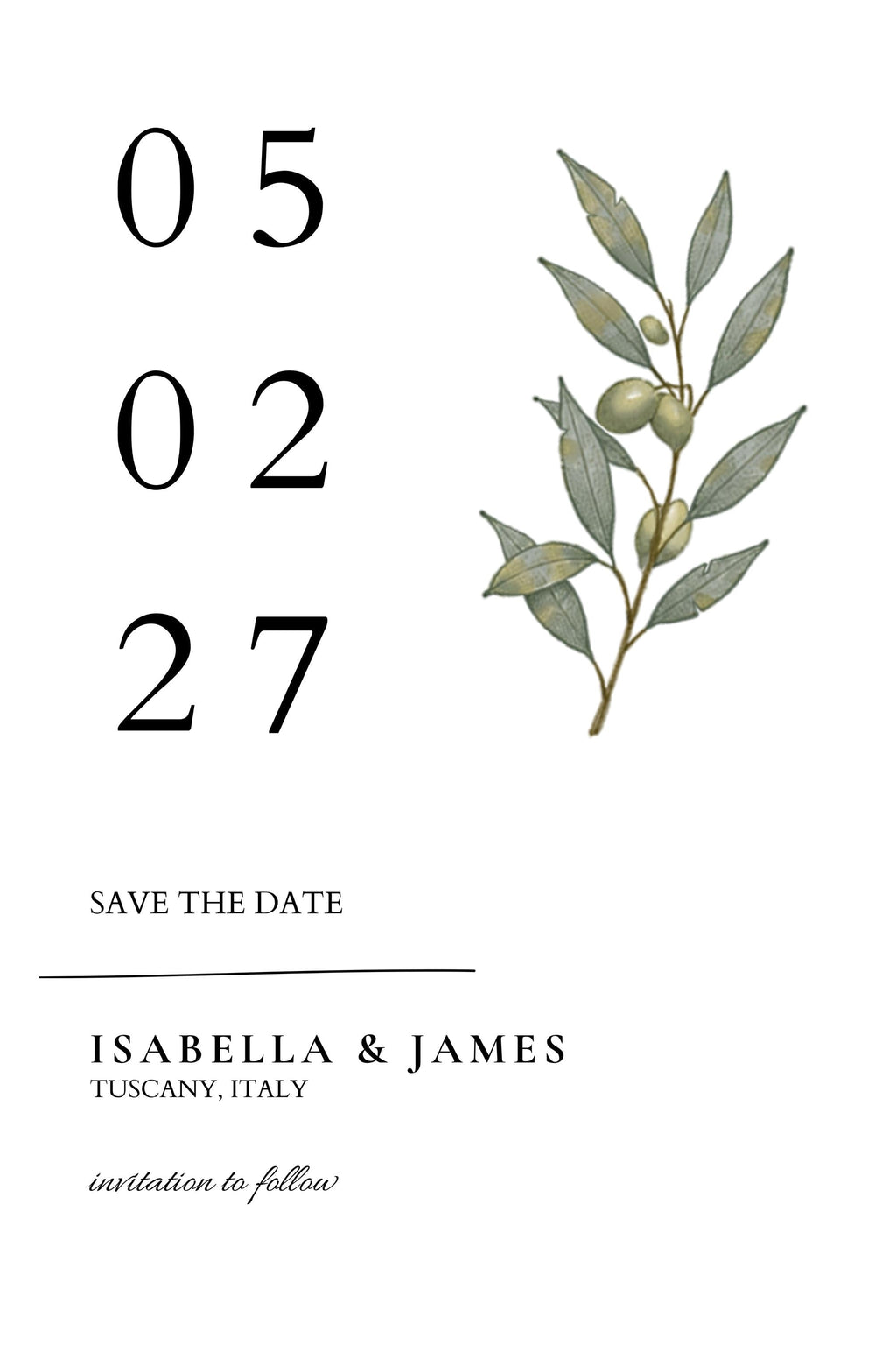 Minimal Olive Wedding Invitation Suite, Editable Canva Templates with RSVP and Details