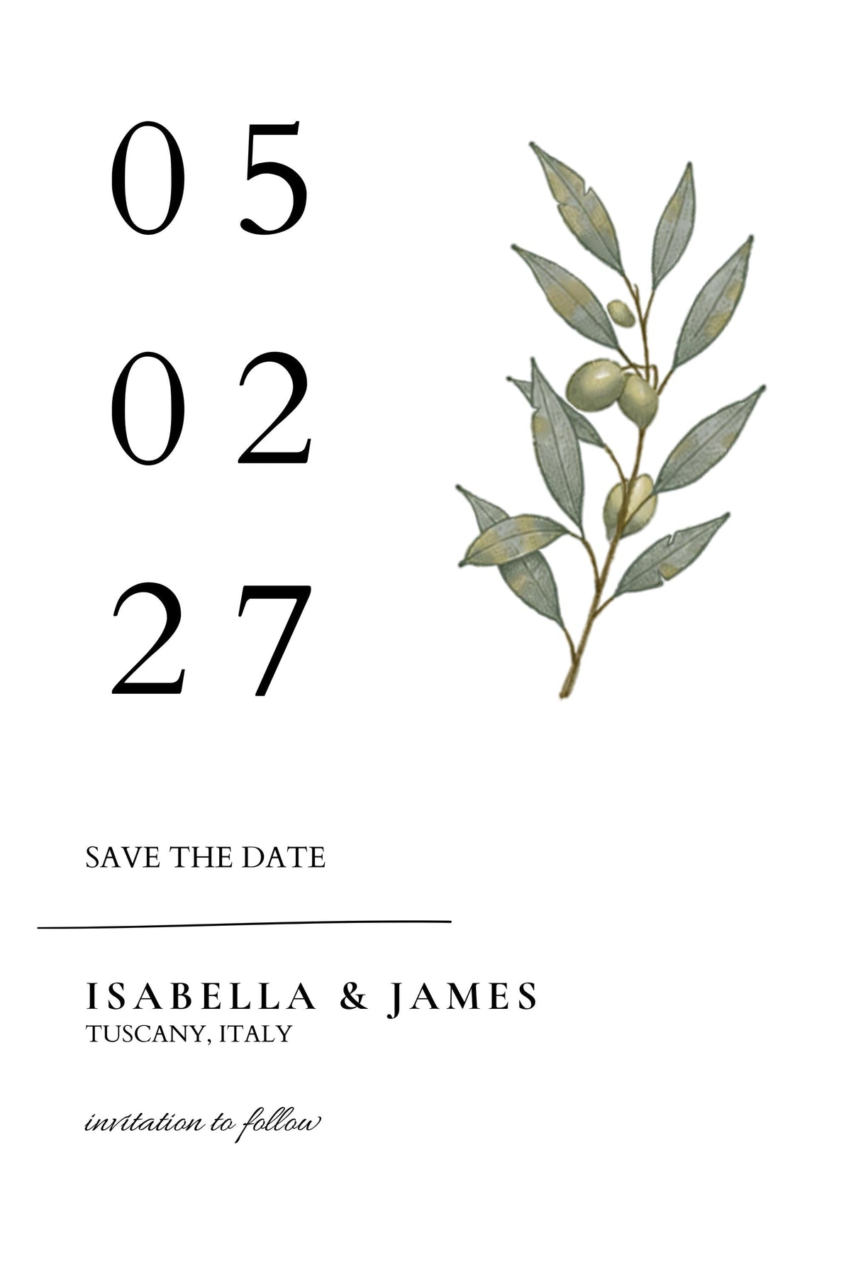 Minimal Olive Wedding Invitation Suite, Editable Canva Templates with RSVP and Details