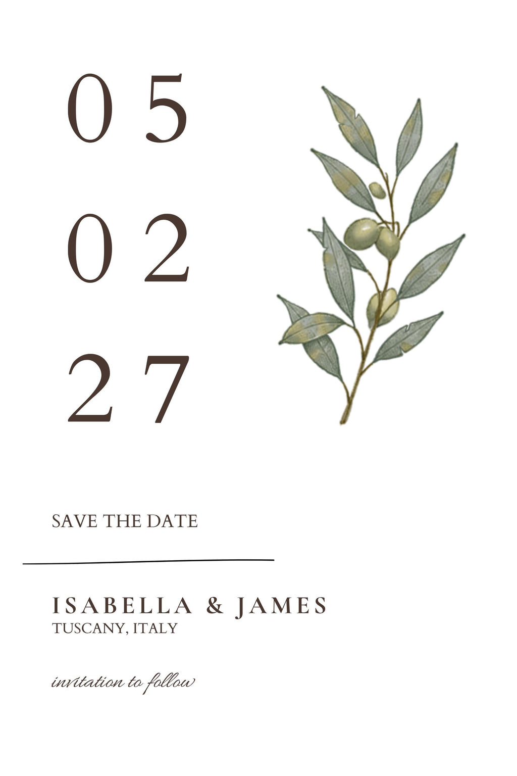 Minimal Olive Wedding Invitation Suite, Editable Canva Templates with RSVP and Details
