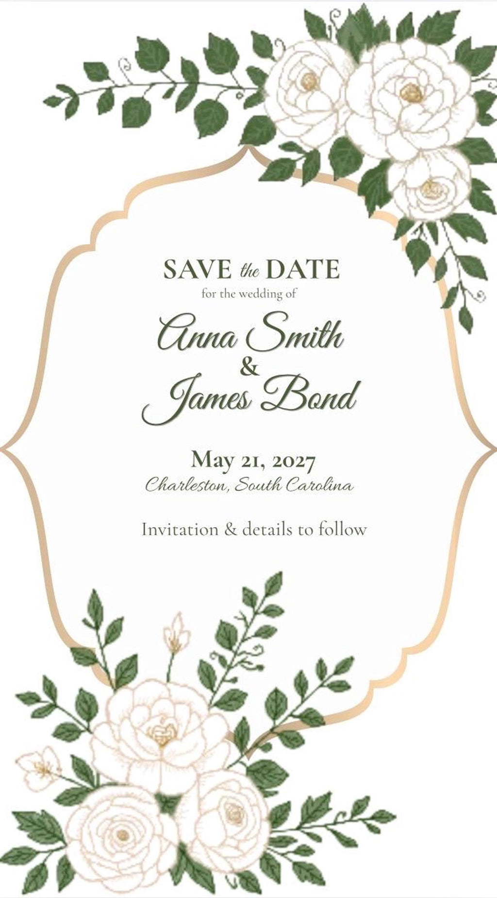 Animated White Garden Save the Date, Editable Canva Template for Elegant Weddings