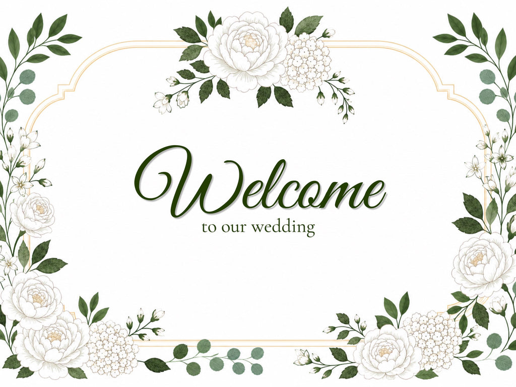 White Garden Wedding Sign Bundle | 33+ Editable Canva Reception Signs | Welcome Signs, Table Numbers & Tabletop Signs | Instant Download