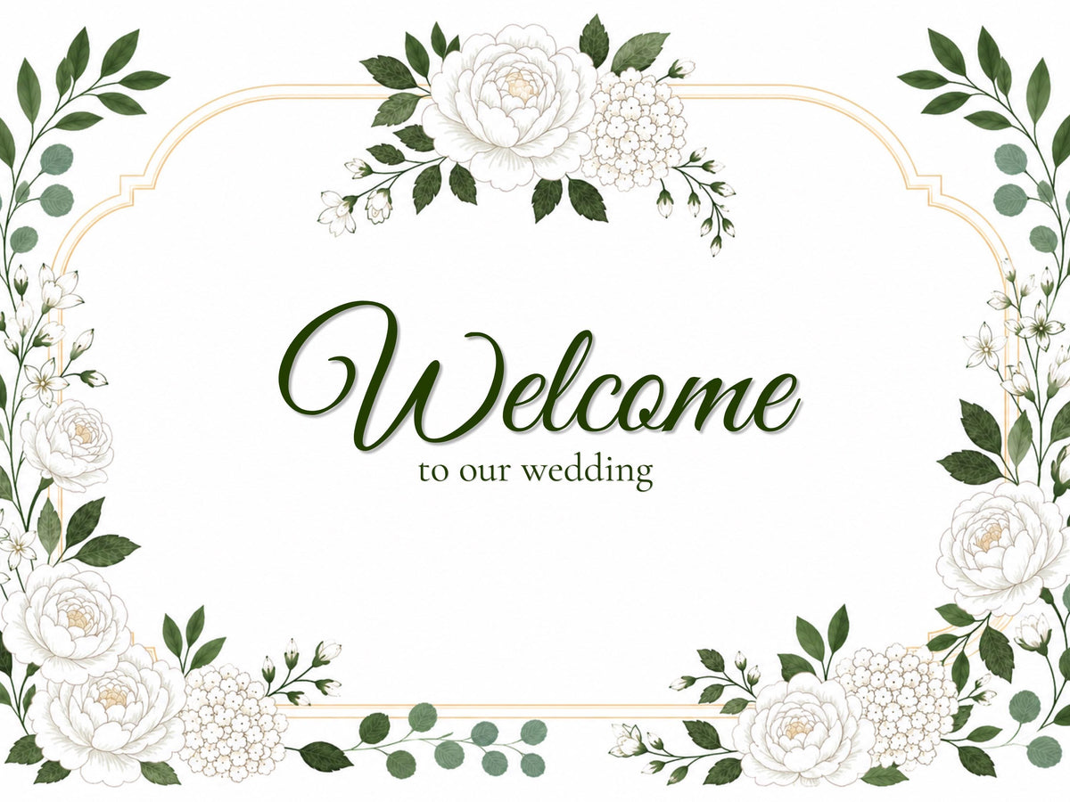 White Garden Wedding Sign Bundle | 33+ Editable Canva Reception Signs | Welcome Signs, Table Numbers & Tabletop Signs | Instant Download