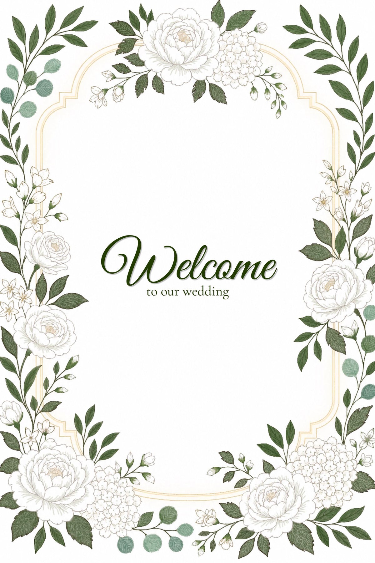 White Garden Wedding Sign Bundle | 33+ Editable Canva Reception Signs | Welcome Signs, Table Numbers & Tabletop Signs | Instant Download
