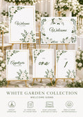 White Garden Wedding Sign Bundle | 33+ Editable Canva Reception Signs | Welcome Signs, Table Numbers & Tabletop Signs | Instant Download