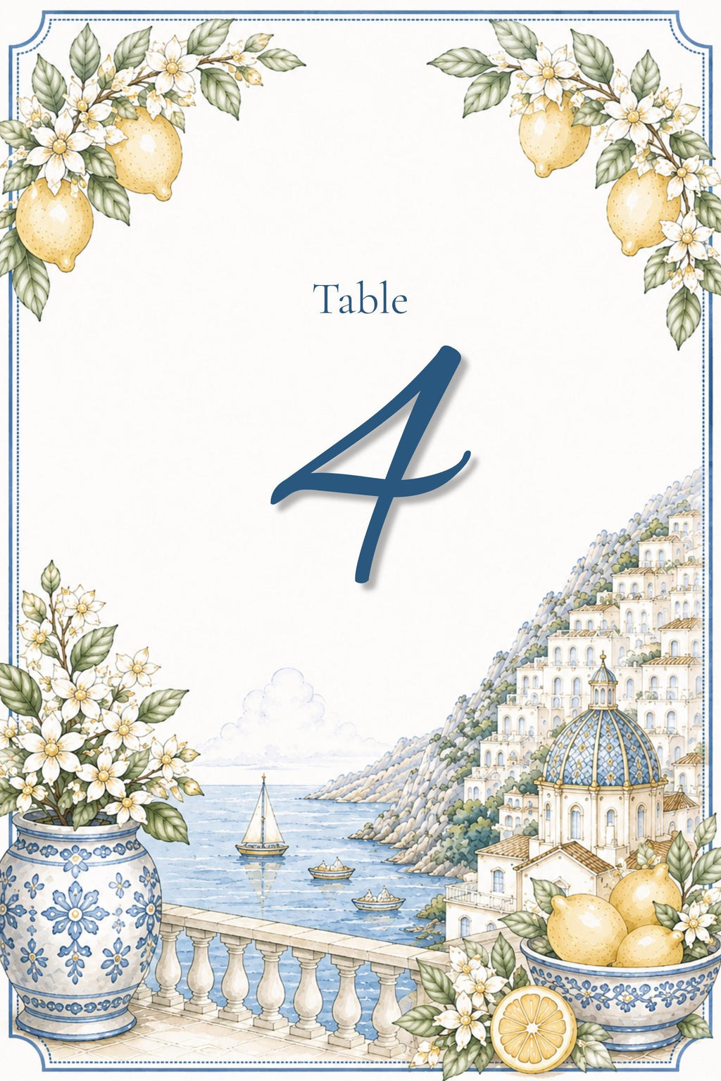 Amalfi Coast Wedding Reception Sign Bundle | Editable Canva Welcome Signs, Table Numbers & Tabletop Signs