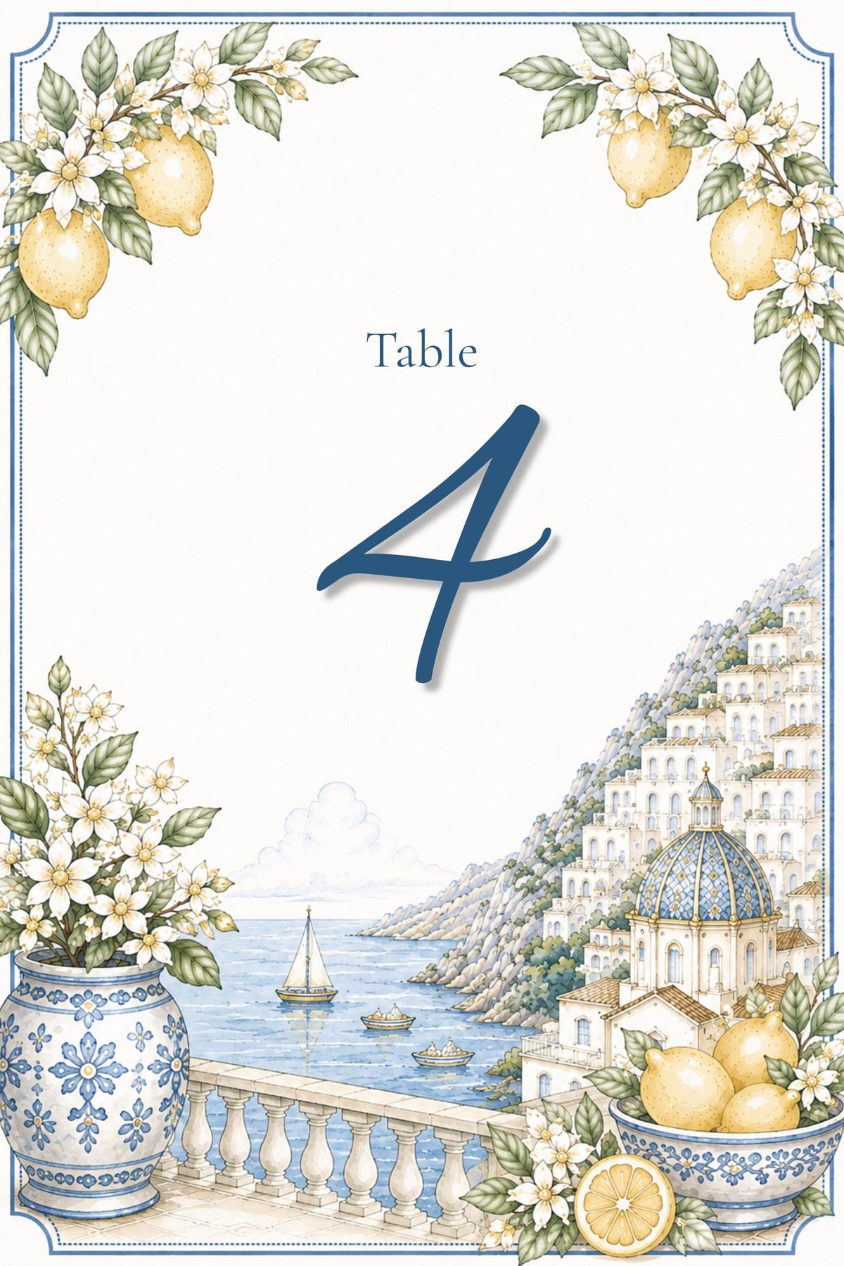 Amalfi Coast Wedding Reception Sign Bundle | Editable Canva Welcome Signs, Table Numbers & Tabletop Signs