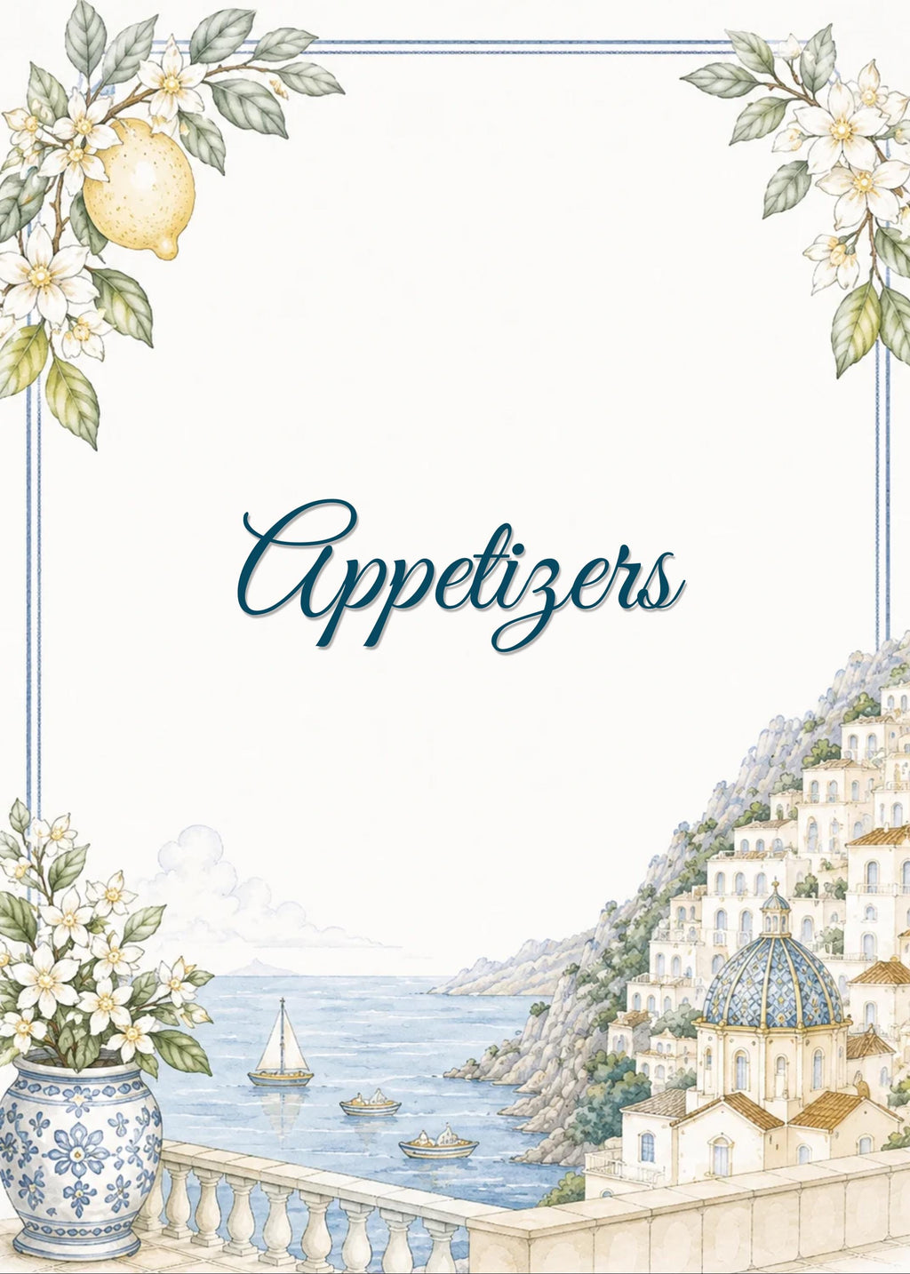 Amalfi Coast Wedding Reception Sign Bundle | Editable Canva Welcome Signs, Table Numbers & Tabletop Signs