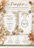 Pumpkin Baby Shower Invitation Template | Editable Canva Invite | Instant Download