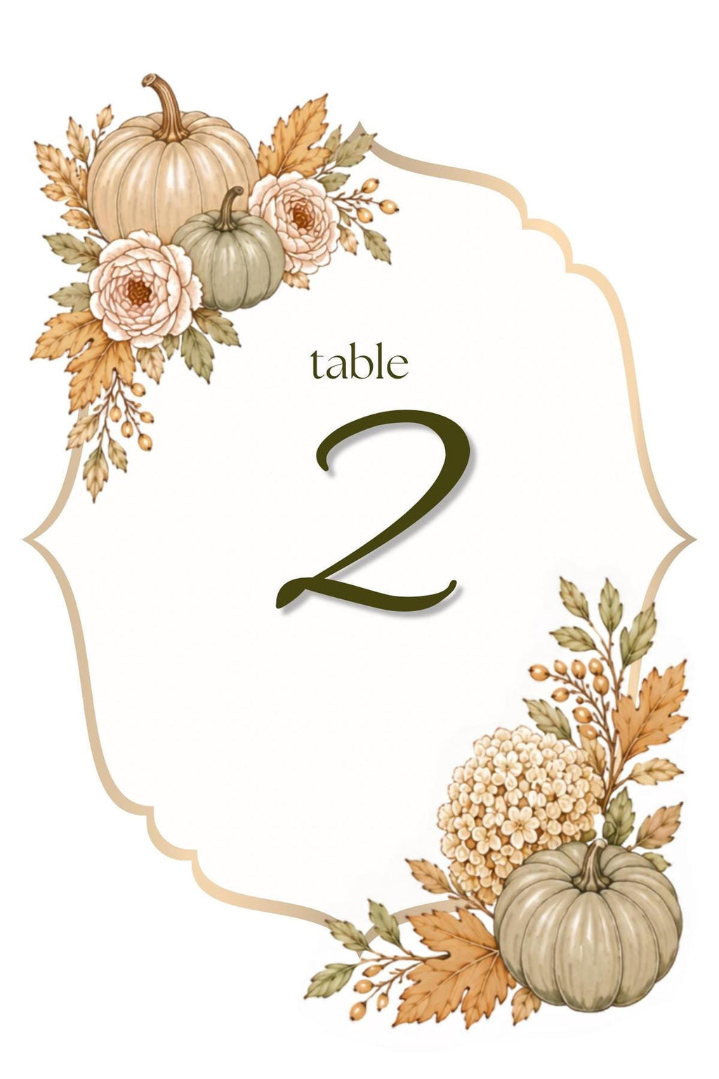 Autumn Table Numbers | Editable Canva Templates with Floral, Pumpkin & Grape Designs