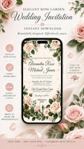 Animated Rose Wedding Invitation | Editable Canva Mobile Wedding Invite | Floral Digital Invitation | Rose Garden Collection