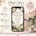 Animated Rose Bridal Shower Invitation | Editable Canva Mobile Invite | Floral Digital Invitation | Rose Garden Collection