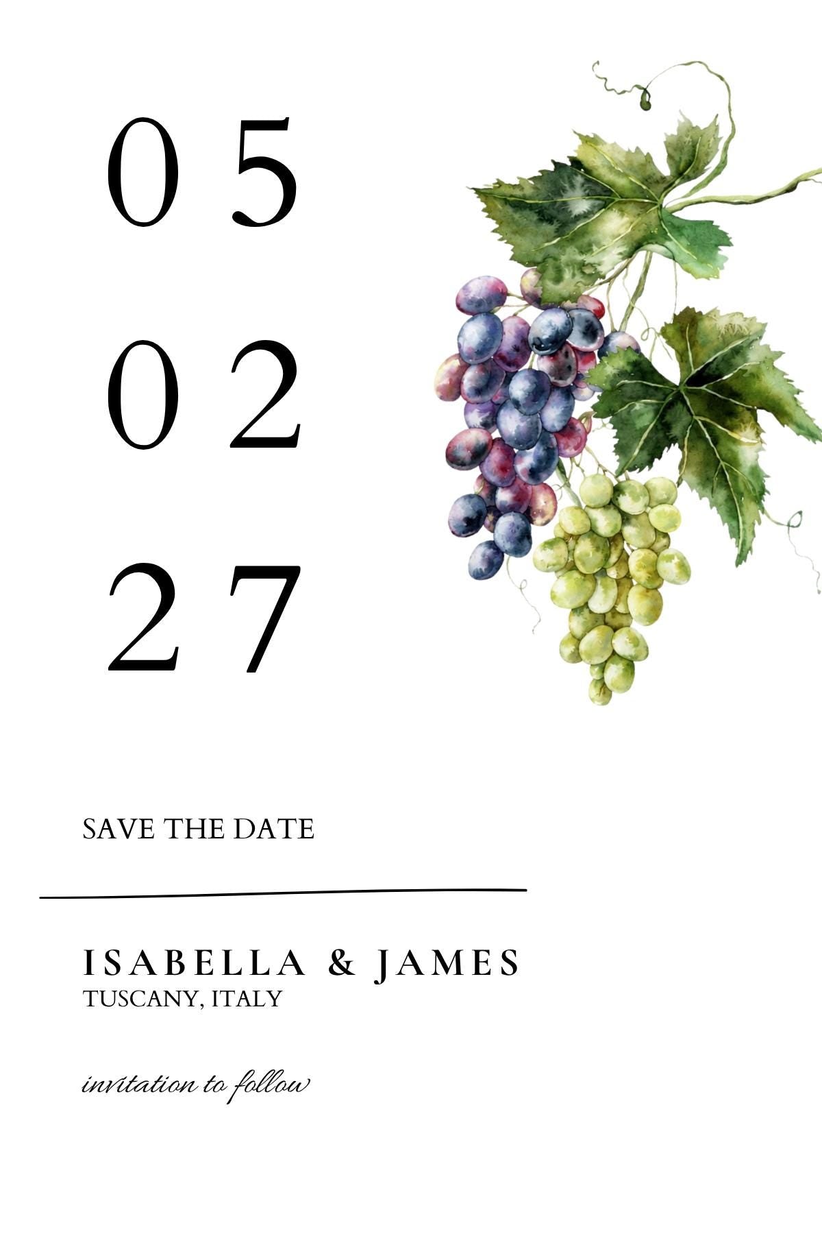 Minimal Cypress & Grape Wedding Suite Bundle | 14 Editable Canva Templates | Instant Download