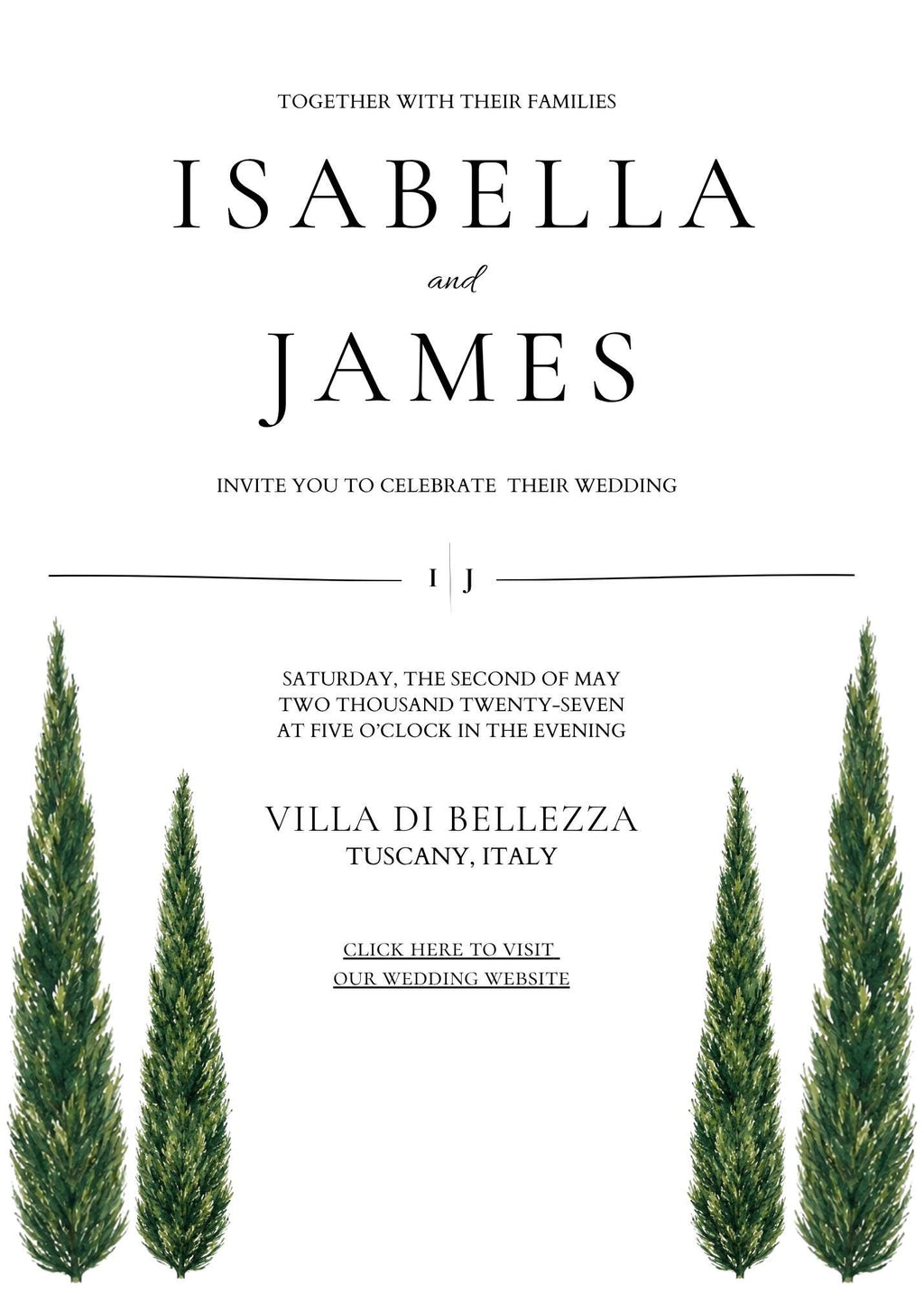 Minimal Cypress & Grape Wedding Suite Bundle | 14 Editable Canva Templates | Instant Download