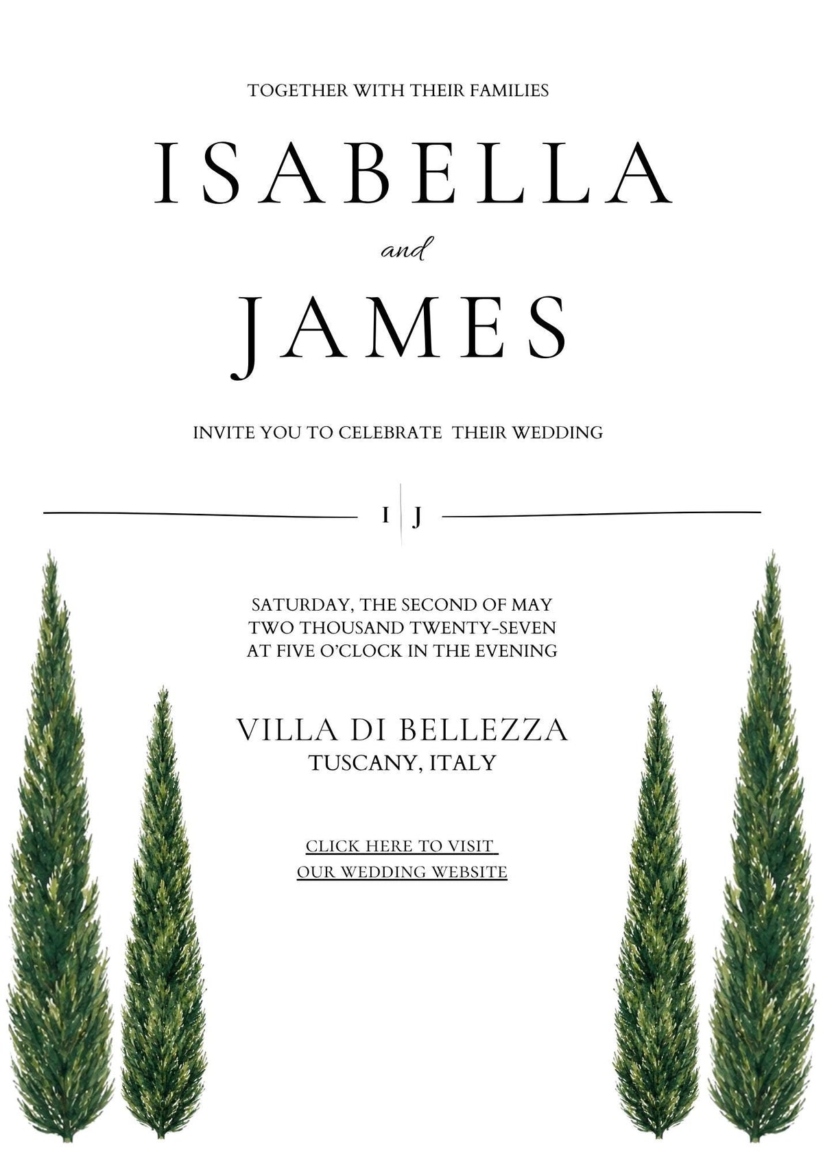 Minimal Cypress & Grape Wedding Suite Bundle | 14 Editable Canva Templates | Instant Download