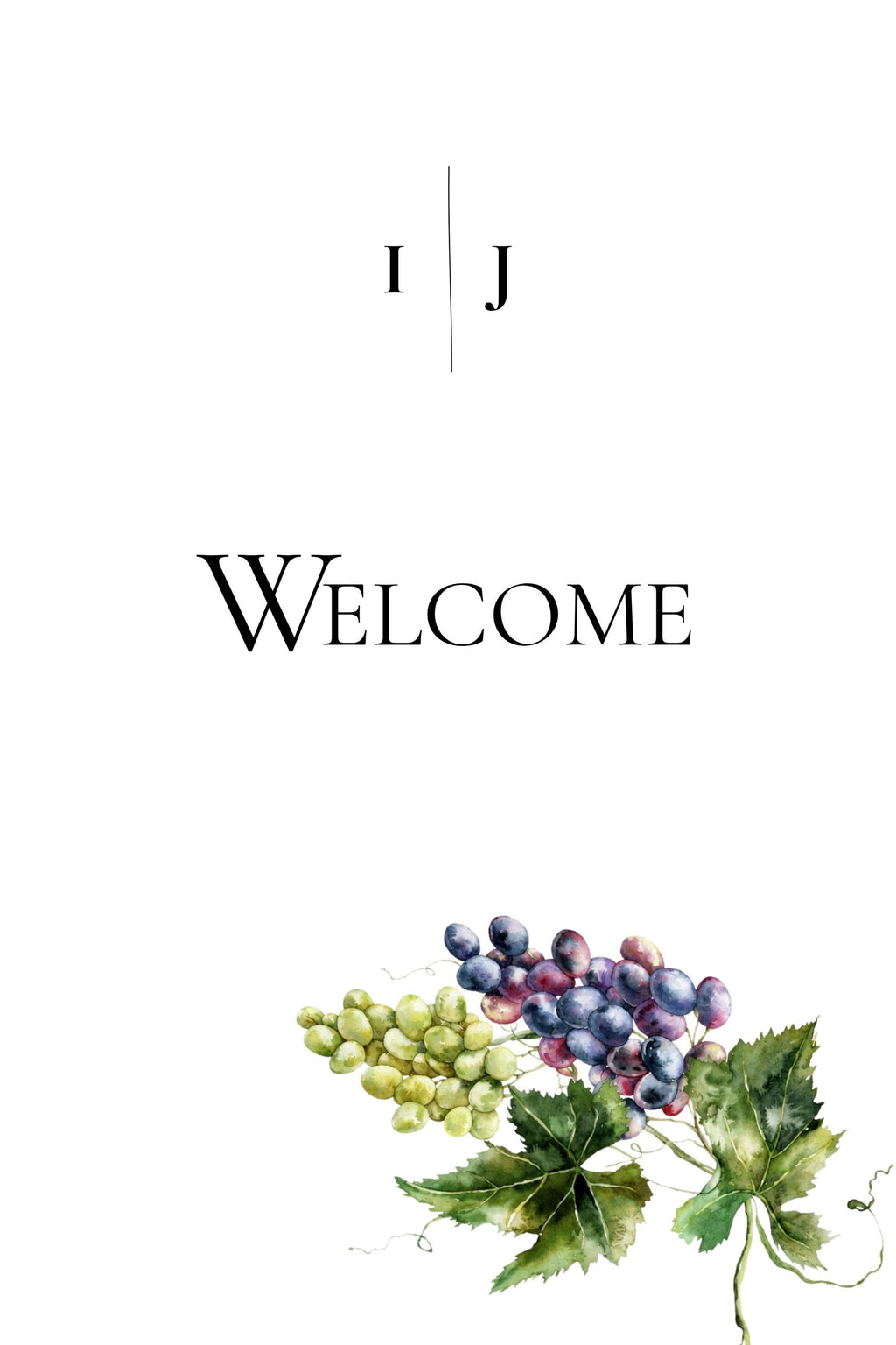 Minimal Cypress and Grape Wedding Reception Sign Bundle | 92 Editable Canva Templates | Welcome Signs, Table Numbers and Wedding Signage