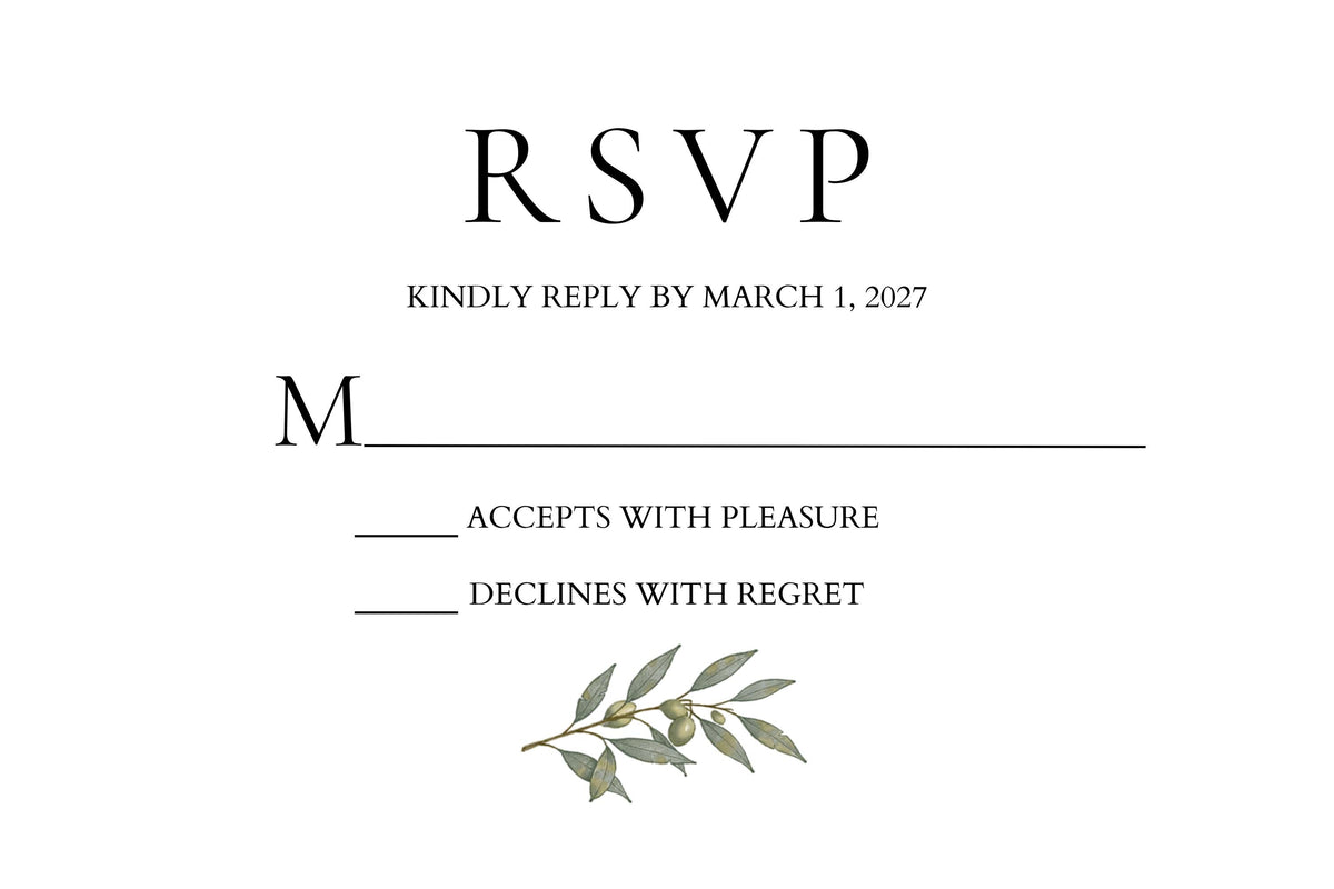 Minimal Olive Wedding Invitation Suite, Editable Canva Templates with RSVP and Details