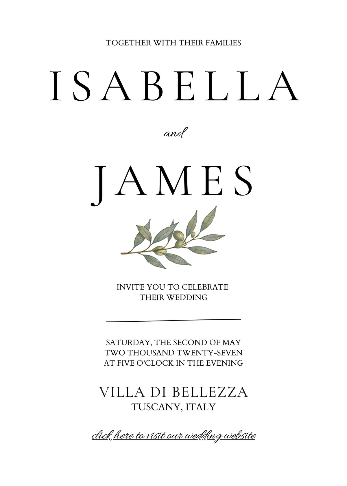 Minimal Olive Wedding Invitation Suite, Editable Canva Templates with RSVP and Details