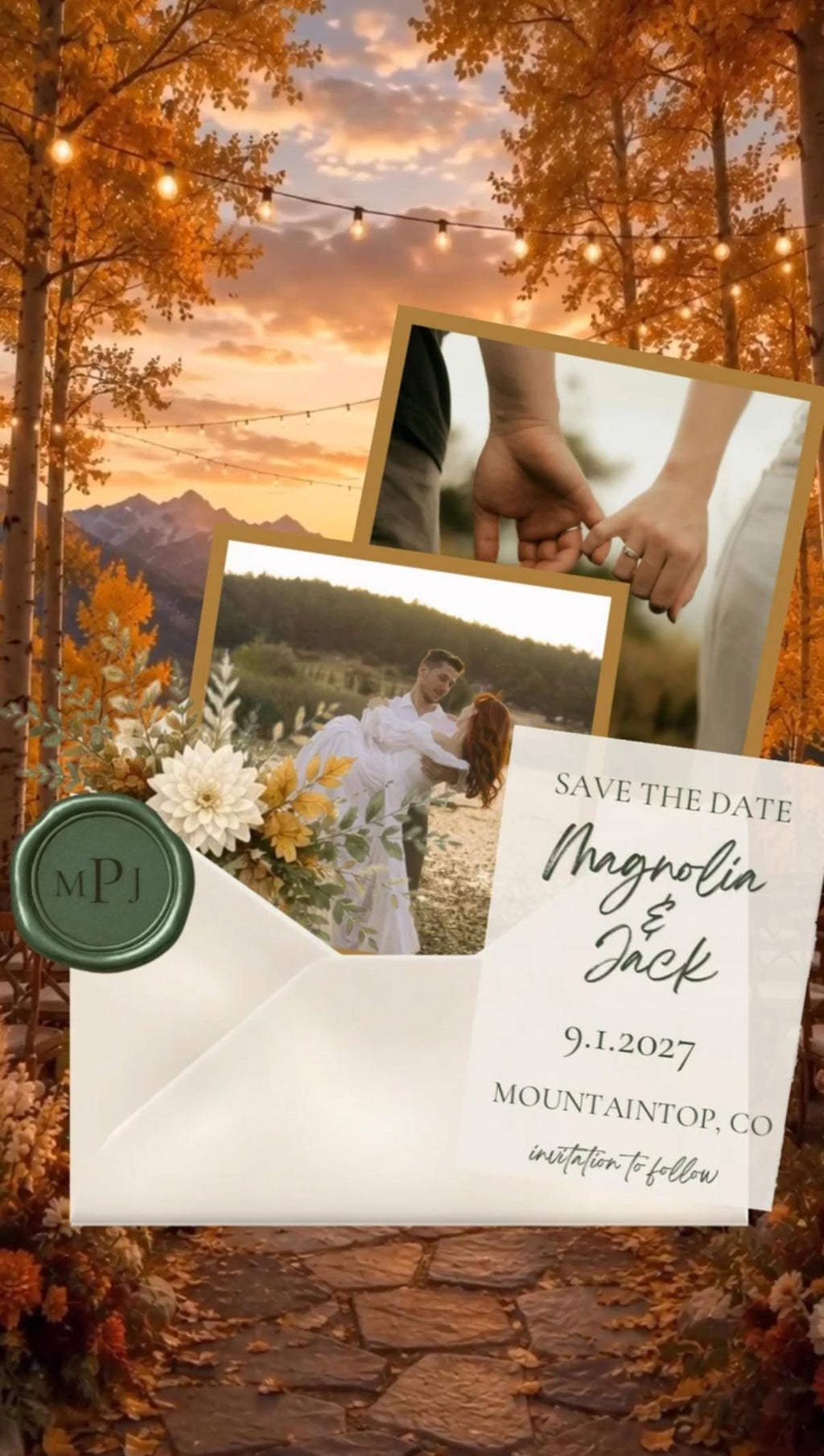 Animated Fall Save the Date Template | Editable in Canva | Autumn Wedding | 2 Versions - Rustic and Modern | Instant Download
