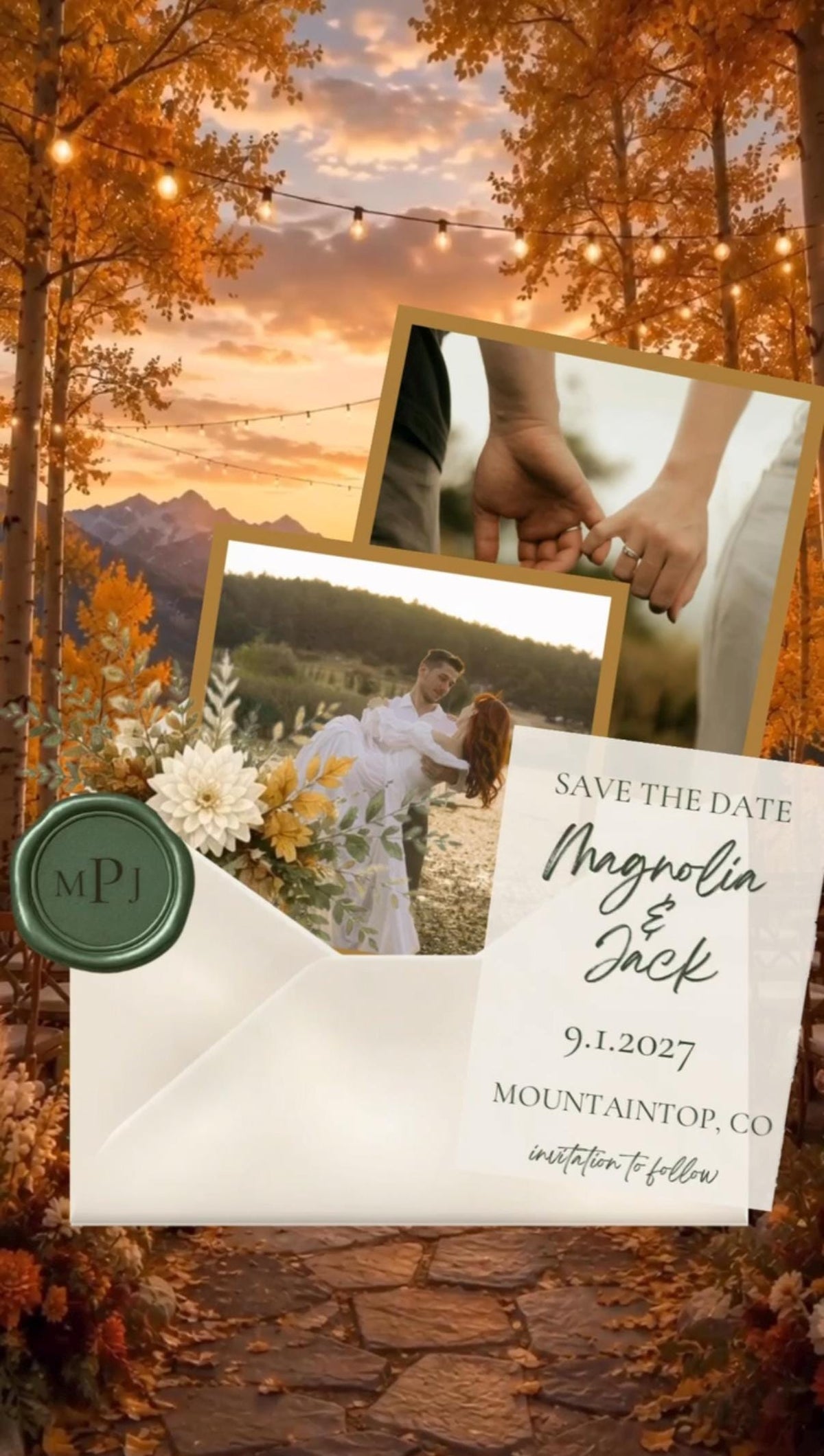 Animated Fall Save the Date Template | Editable in Canva | Autumn Wedding | 2 Versions - Rustic and Modern | Instant Download