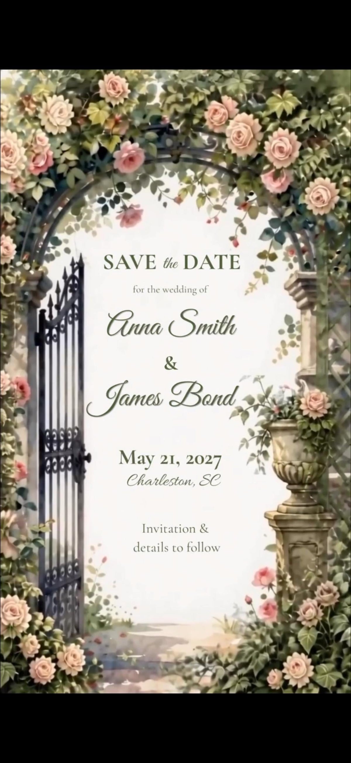 Cinematic Secret Garden Save the Date, Animated Canva Template, Instant Download