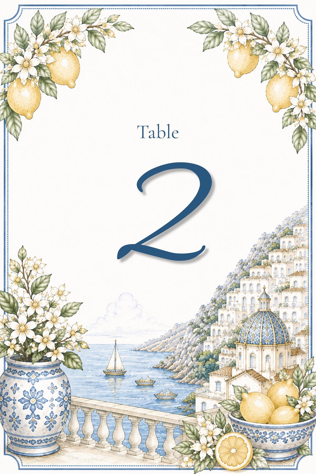 Amalfi Coast Wedding Reception Sign Bundle | Editable Canva Welcome Signs, Table Numbers & Tabletop Signs