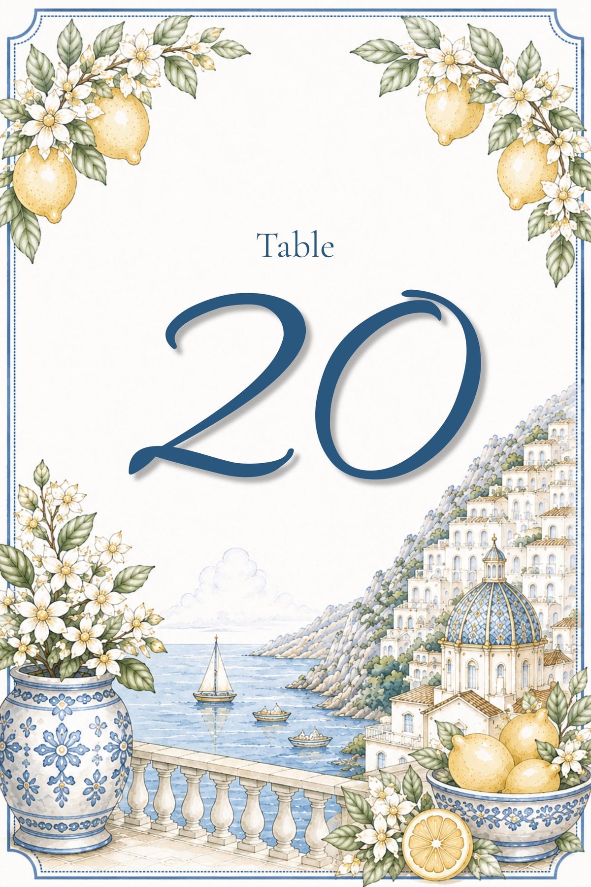 Amalfi Coast Wedding Reception Sign Bundle | Editable Canva Welcome Signs, Table Numbers & Tabletop Signs