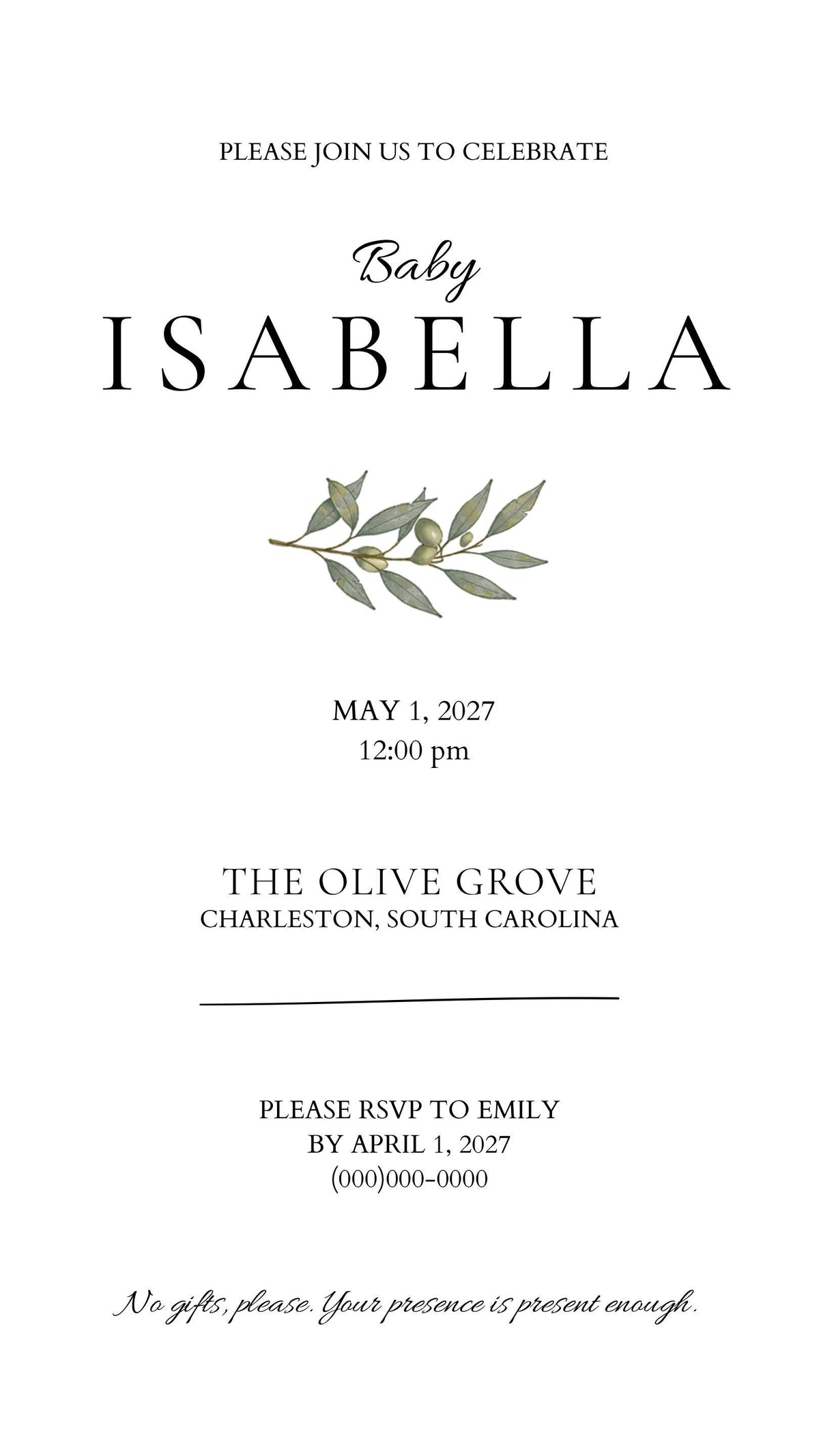 Minimal Olive Baby Shower Invite | Animated Canva Baby Shower Invitation | Editorial Baby Shower Template | Instant Download