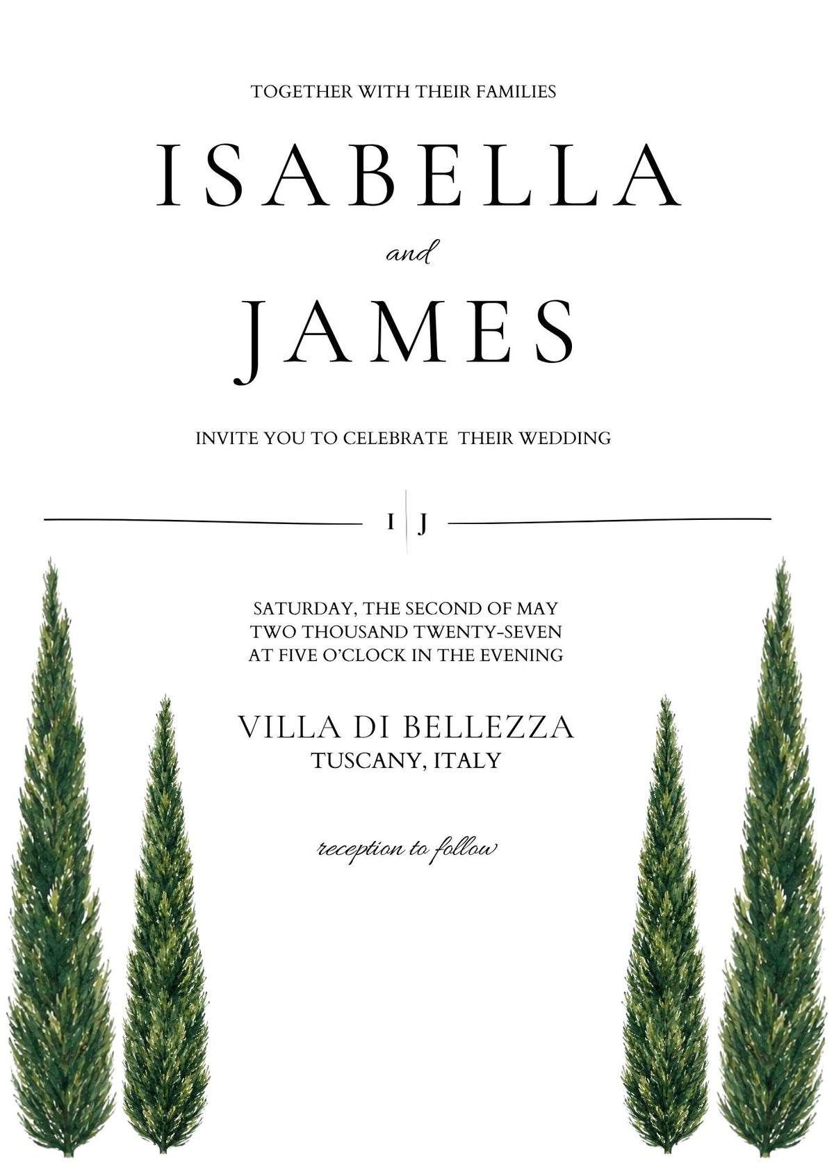 Minimal Cypress & Grape Wedding Suite Bundle | 14 Editable Canva Templates | Instant Download