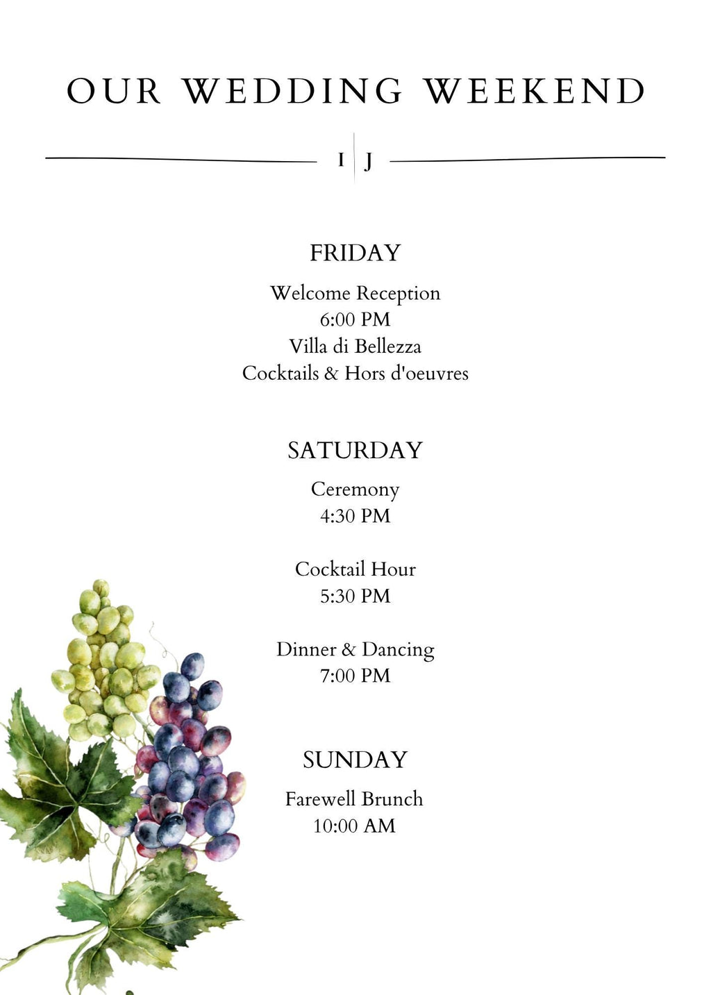 Minimal Cypress & Grape Wedding Suite Bundle | 14 Editable Canva Templates | Instant Download