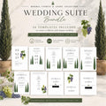 Minimal Cypress & Grape Wedding Suite Bundle | 14 Editable Canva Templates | Instant Download