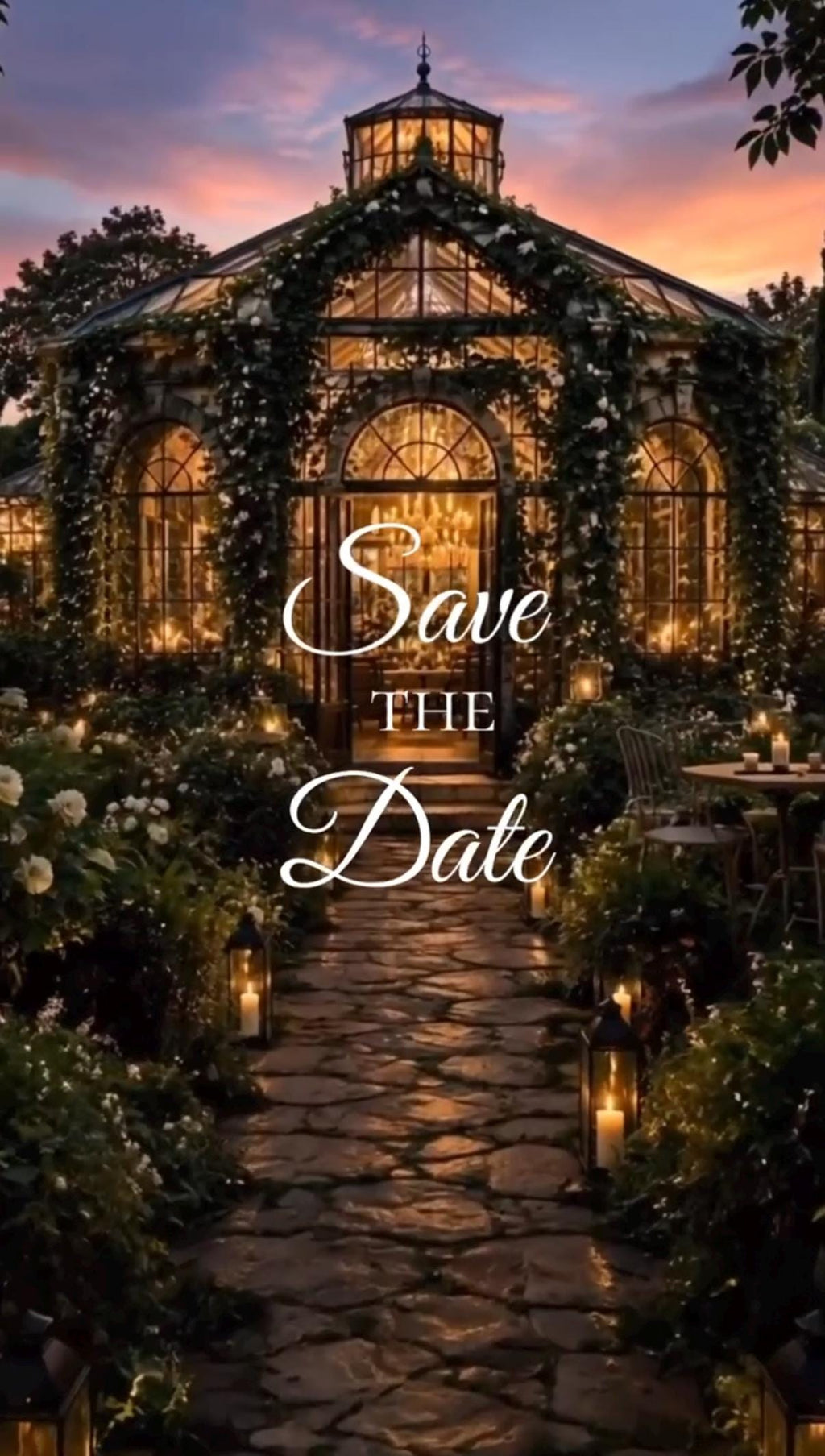 Cinematic Secret Garden Save the Date Template, Editable in Canva, Includes 2 Versions - Twilight and Verdant