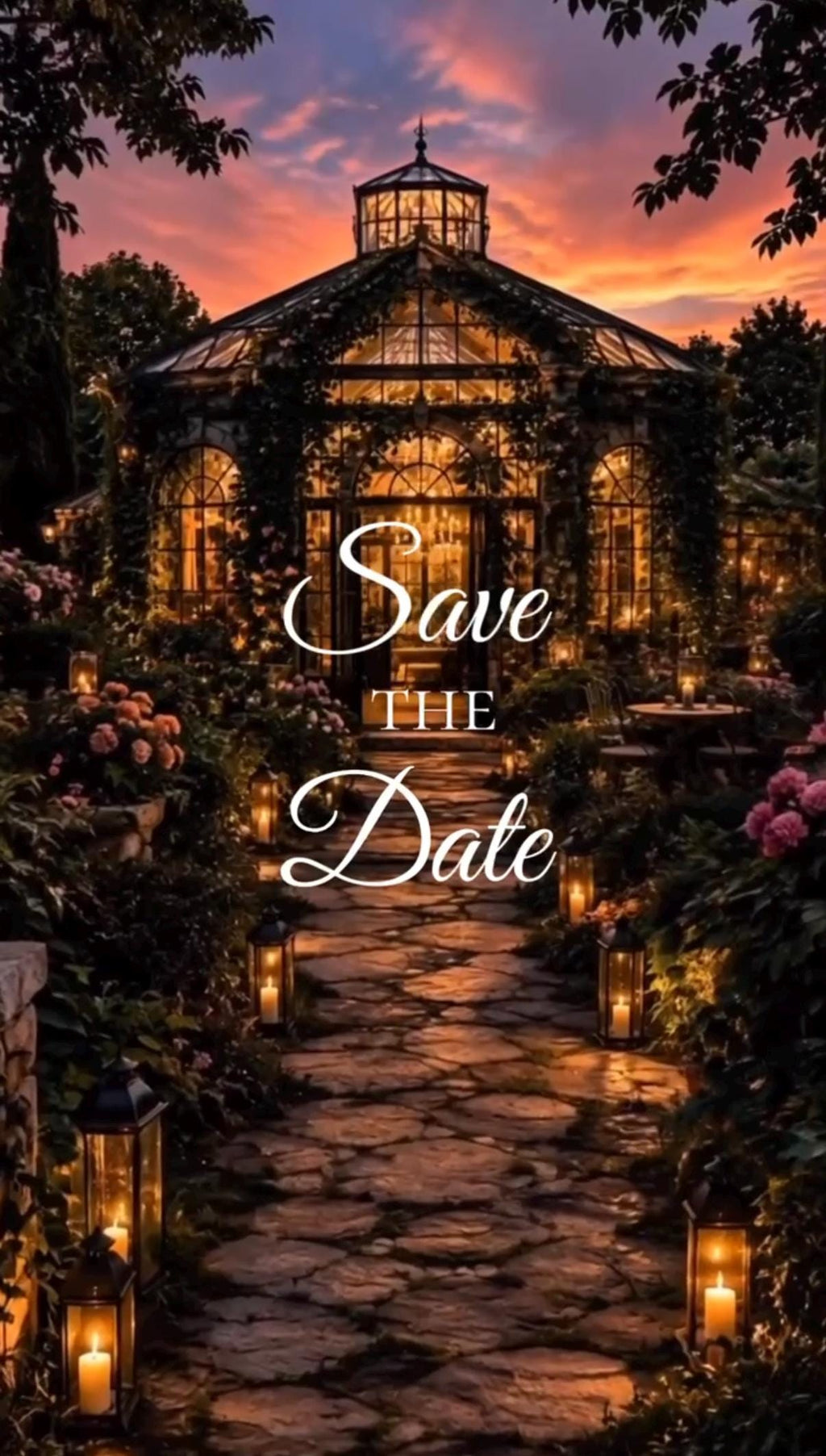 Cinematic Secret Garden Save the Date Template, Editable in Canva, Includes 2 Versions - Twilight and Verdant