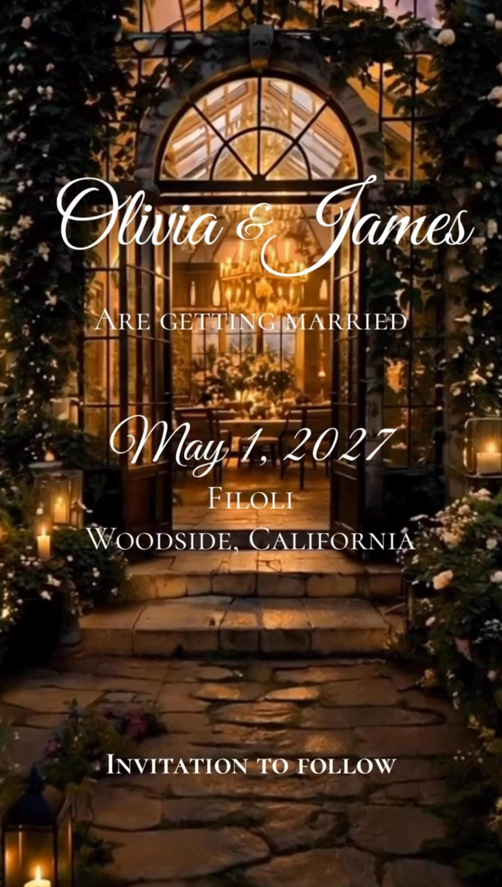 Cinematic Secret Garden Save the Date Template, Editable in Canva, Includes 2 Versions - Twilight and Verdant