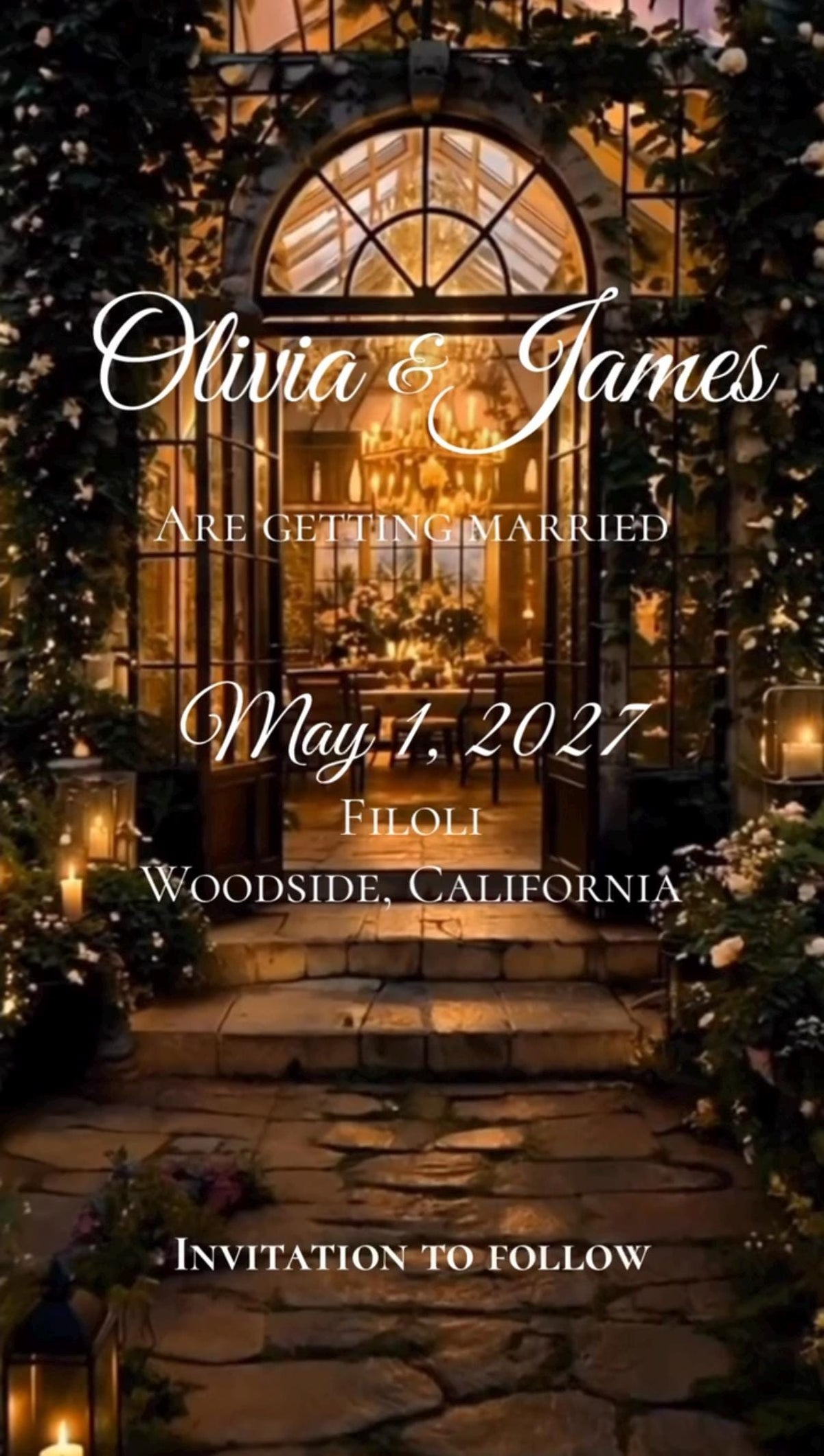Cinematic Secret Garden Save the Date Template, Editable in Canva, Includes 2 Versions - Twilight and Verdant